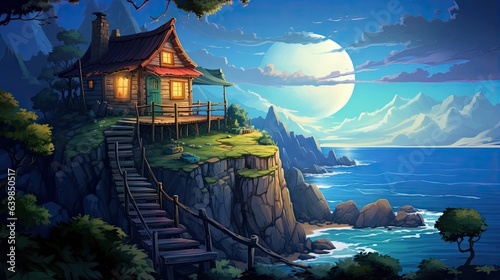 A cabin on the cliff