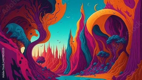 Technicolor Dreamscape - dreamscape of vivid, surreal colors and abstract shapes that transport viewers to a fantastical realm