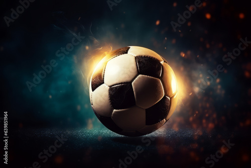 Football/soccer with spotlight and dark background