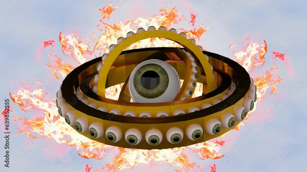 Bible accurate angel. The Ophanim and also called Galgalim. The wheels seen in Ezekiel's vision of the chariot construes them as angels 3D rendering