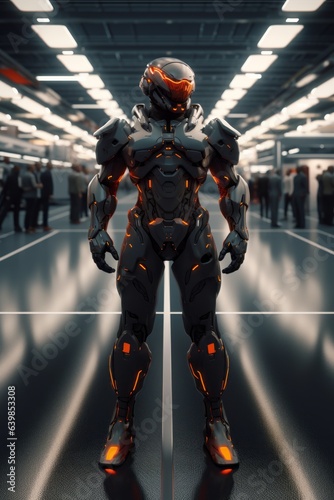 Chromatic Serenity of Progress: Cyborg's Motionless Figure Embodies the Evolution of Tomorrow