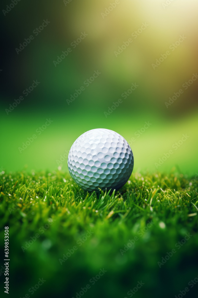 Golf ball on grass, on green background, sport concept Golf ball on grass, on green background, sport concept