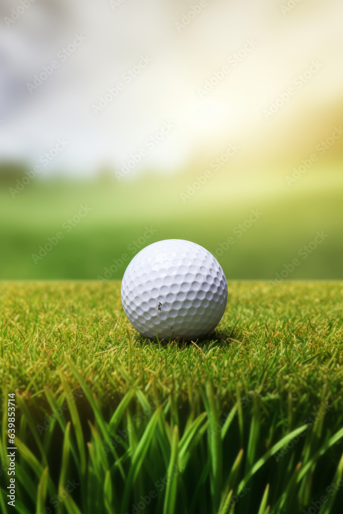 Golf ball on grass, on green background, sport concept Golf ball on grass, on green background, sport concept