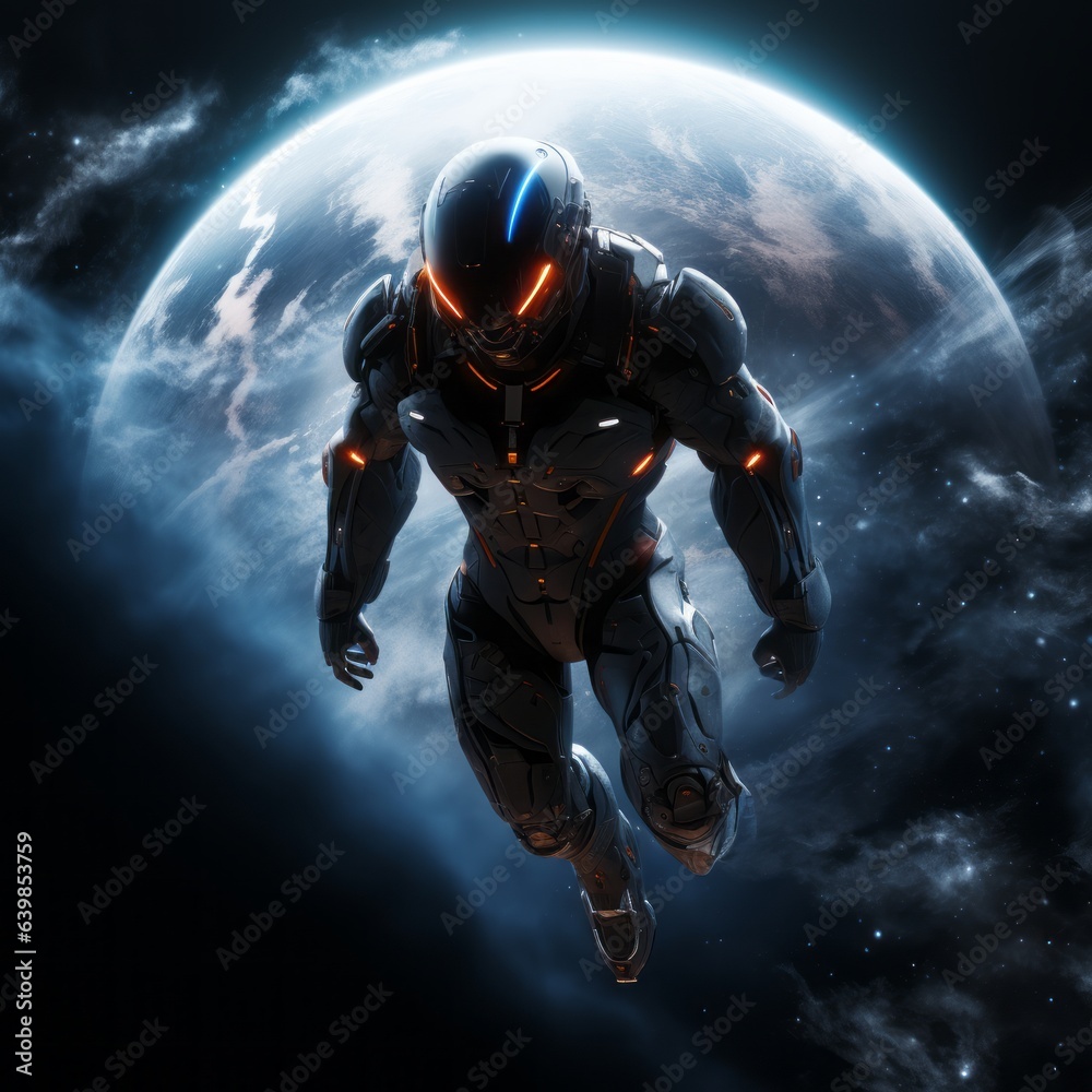 Fototapeta premium An astronaut in space. Galactic Vigilante