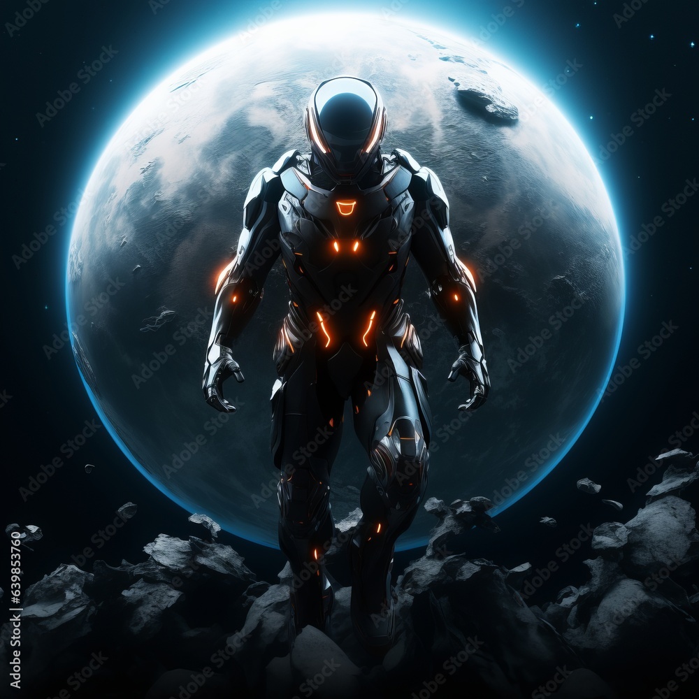 Fototapeta premium An astronaut in space. Celestial Explorer