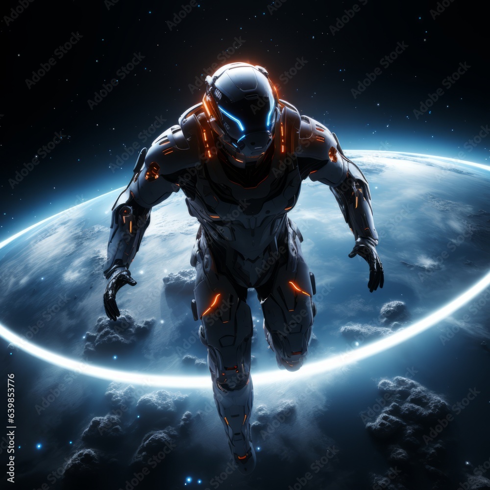 Fototapeta premium An astronaut in space. Hyper-Real Astronaut