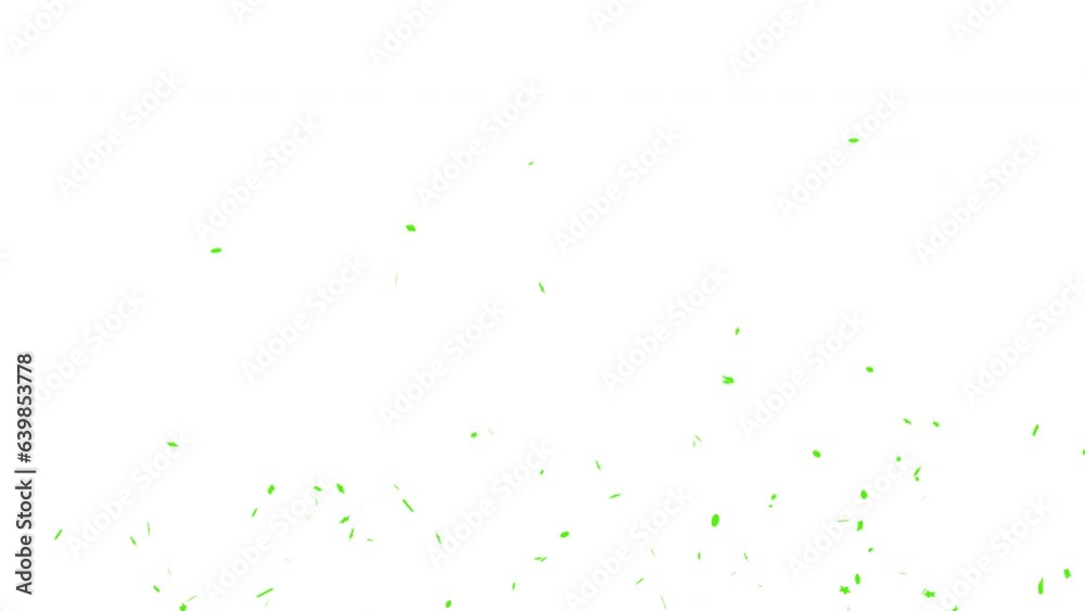 Confetti Green Celebration Falling On White, Green and Alpha Matte Confetti Green Celebration Falling On White, Green and Alpha Matte