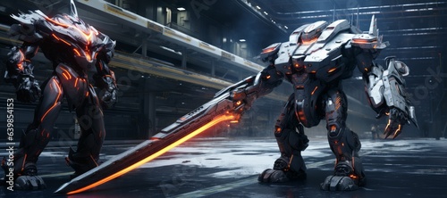 Wallpaper Mural A massive robot with a huge plasma sword and another robot. Blade and Byte Torontodigital.ca