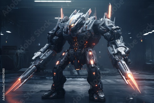 A massive robot with two huge plasma cutters. Cityscape Clash