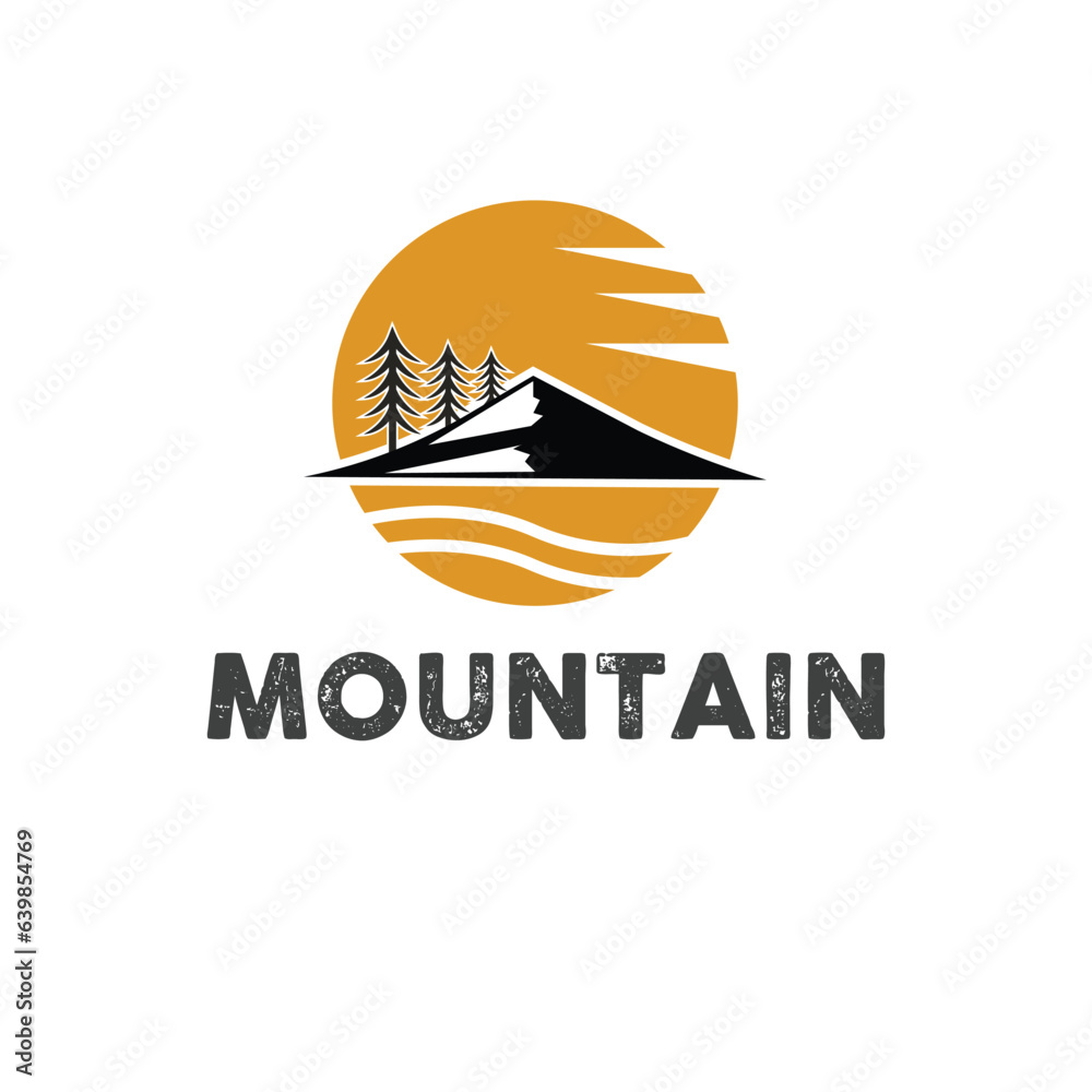 Naklejka premium Vintage mountain logo design for travel agency 