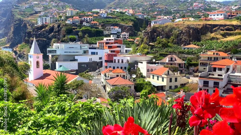 Landscape of Camara de Lobos with Church of San Sebastian, Madeira, Portugal