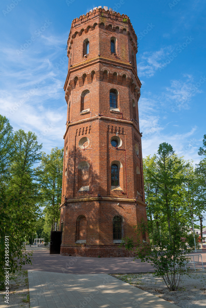 View of the old water tower on a sunny June day. Zaraysk. Moscow region, Russia