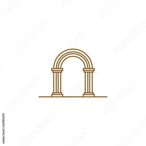mystic doorway logo, antique arch architecture entrance and stairway icon whit door
