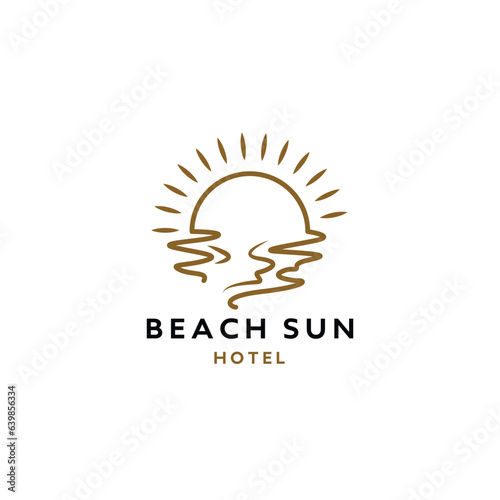 sunrise logo icon vector in trendy line linear outline logo vector for hotel