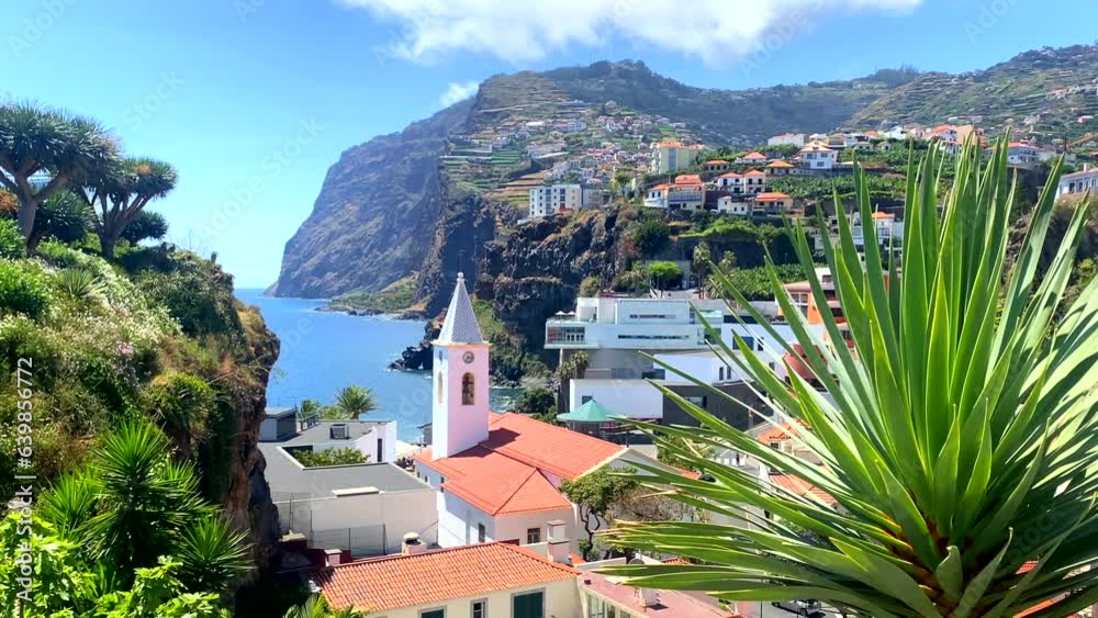 Breathtaking Landscape of Camara de Lobos with Prominent Church of San Sebastian, Madeira, Portugal