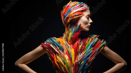 woman portrait in recycle clothes for environment protection concept © basketman23