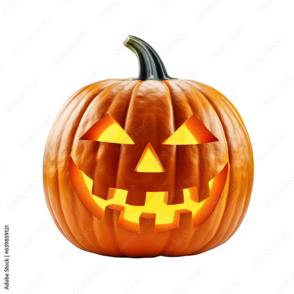 Obraz premium Haunted Pumpkin, Spooky Jack-o'-Lantern, Halloween pumpkins on transparent background.