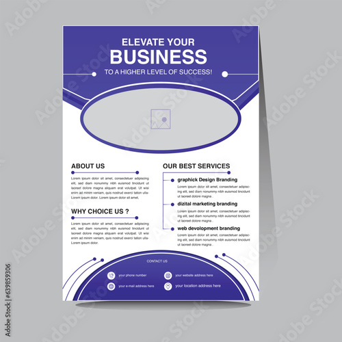  corporate Blue a4 flyer design template -brochure  single page vector layout modern and creative idea massage of business solution 