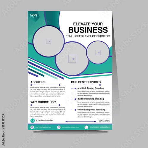  corporate Blue a4 flyer design template -brochure  single page vector layout modern and creative idea massage of business solution 