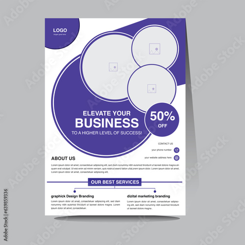  corporate Blue a4 flyer design template -brochure  single page vector layout modern and creative idea massage of business solution 