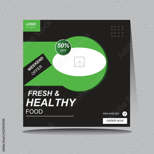 Food menu banner social media post vector design template restaurant food menu web banner.