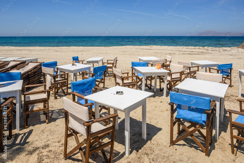 Romantic restaurant on the beach in the resort town of Mastichari on the island of Kos. Greece