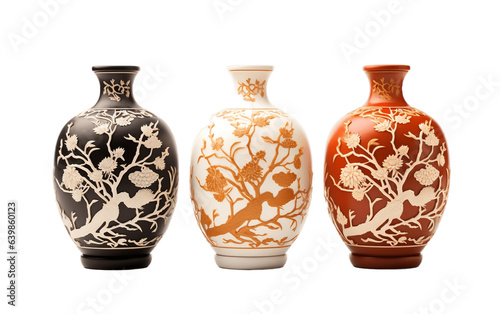 Asian Vases isolated on transparent background, Generative Ai