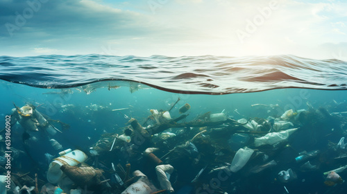 Plastic pollution in the ocean, Plastic bags, straws, and bottles pollute the sea, Environmental Problem