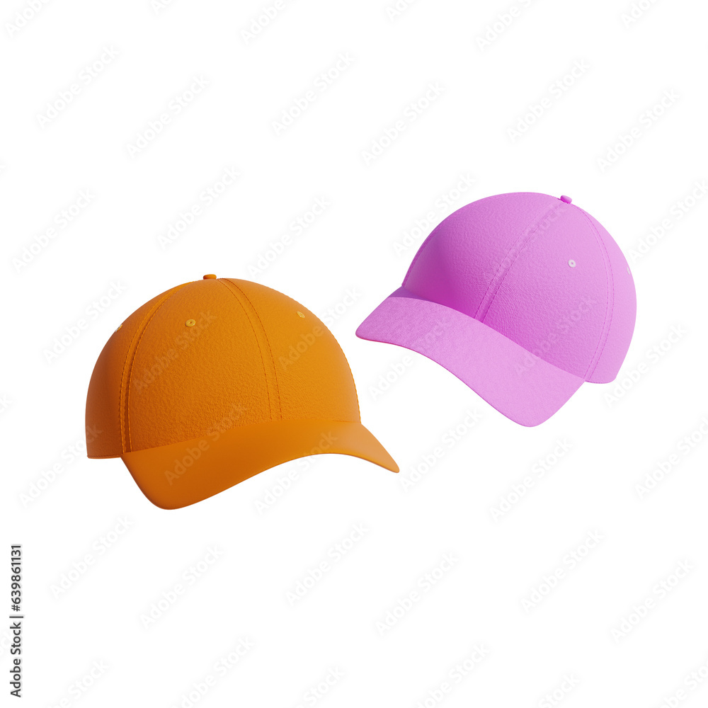 Fototapeta premium 3D Hats with 2 Colors, White Background, 3D Realistic 