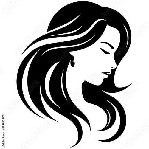 Beauty saloon logo and Woman face and hair logo vector