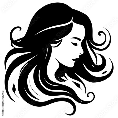 Beauty saloon logo and Woman face and hair logo vector