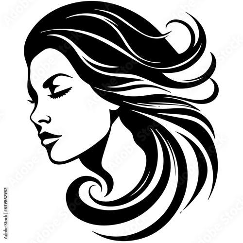 Beauty saloon logo and Woman face and hair logo vector