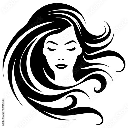 Beauty saloon logo and Woman face and hair logo vector