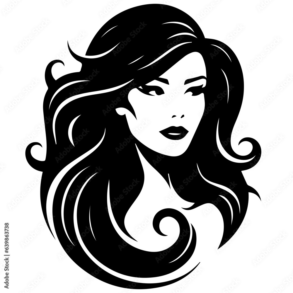 Beauty saloon logo and Woman face and hair logo vector Beauty saloon logo and Woman face and hair logo vector
