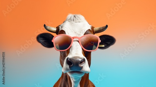 cartoon character cow head wearing tinted glasses