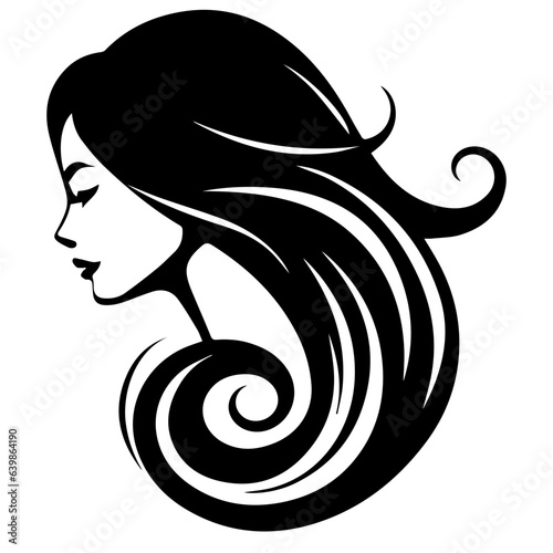 Beauty saloon logo and Woman face and hair logo vector