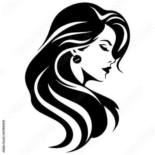 Beauty saloon logo and Woman face and hair logo vector