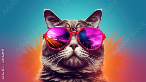 cartoon character cat head wearing tinted glasses © Светлана Канунникова