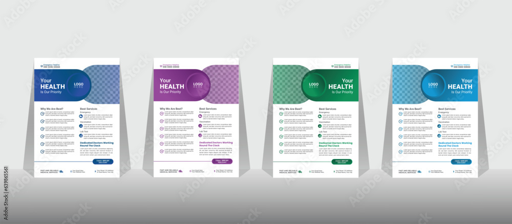 Modern healthcare and medical flyer or poster design, grow your business flyer design template.