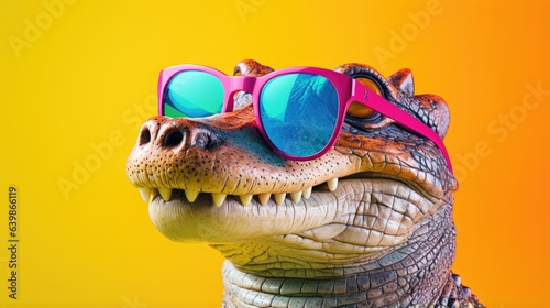 cartoon character crocodile head wearing tinted glasses