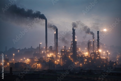 industry metallurgical plant dawn smoke smog emissions bad ecology aerial photography.