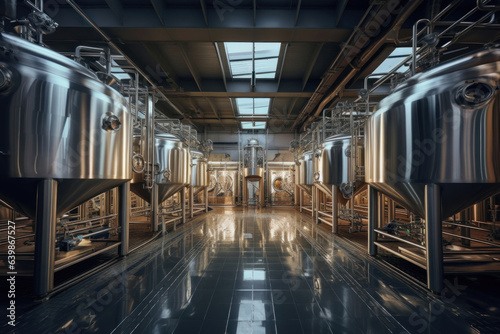 a large brewery, a beer maturation shop, a lot of steel tanks