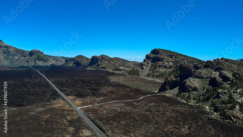 The road to Teide National Park in Tenerife Island Spain volcano