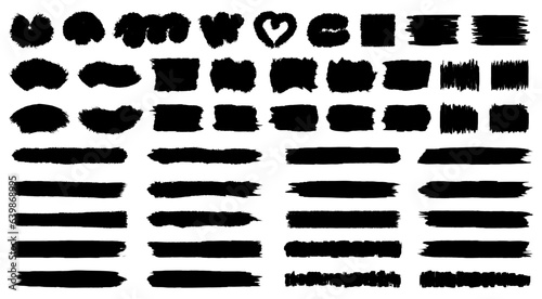 Brush stroke set isolated, wavy and swirled brush strokes pattern, bold curved lines and squiggles marker stripe, hand drawn pencil lines and squiggles, scratchy strokes with rough edges - vector