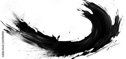 Black ink brush stroke on white background. Abstract background in Japanese style. Japanese calligraphy photo