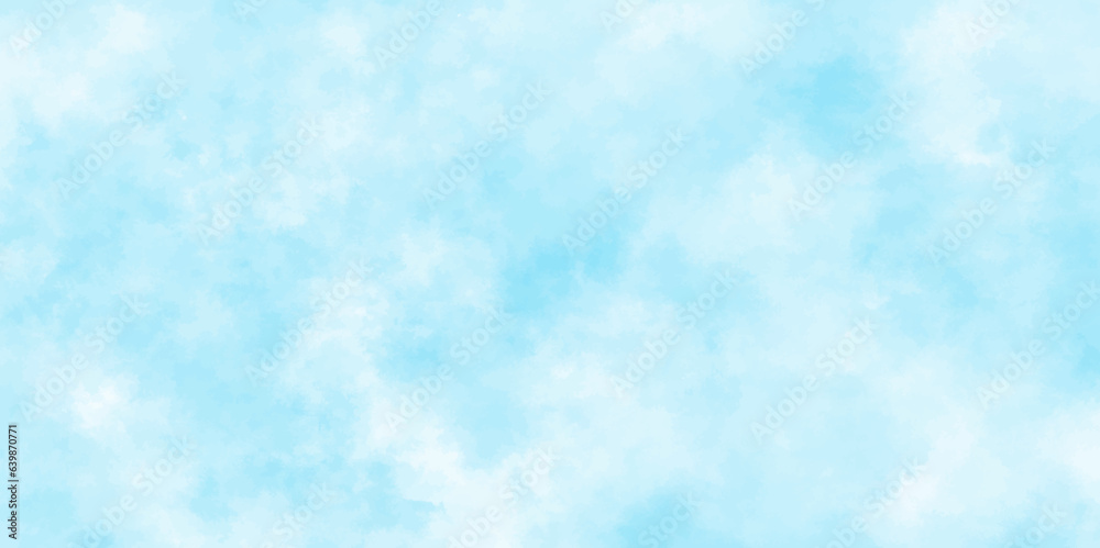 Abstract blurry defocused and grainy blue sky shades Watercolor background, creative brush painted aquarelle light sky blue background, Beautiful and cloudy blue paper texture background.