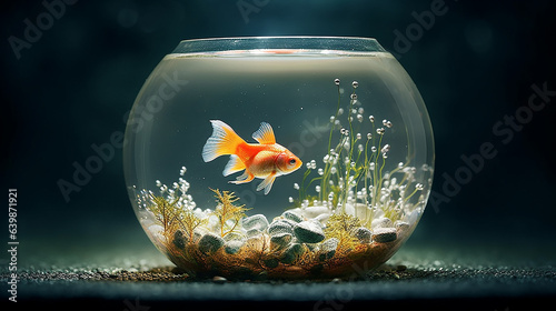aquarium with a goldfish, a symbol of dreams, fulfillment of desires.
