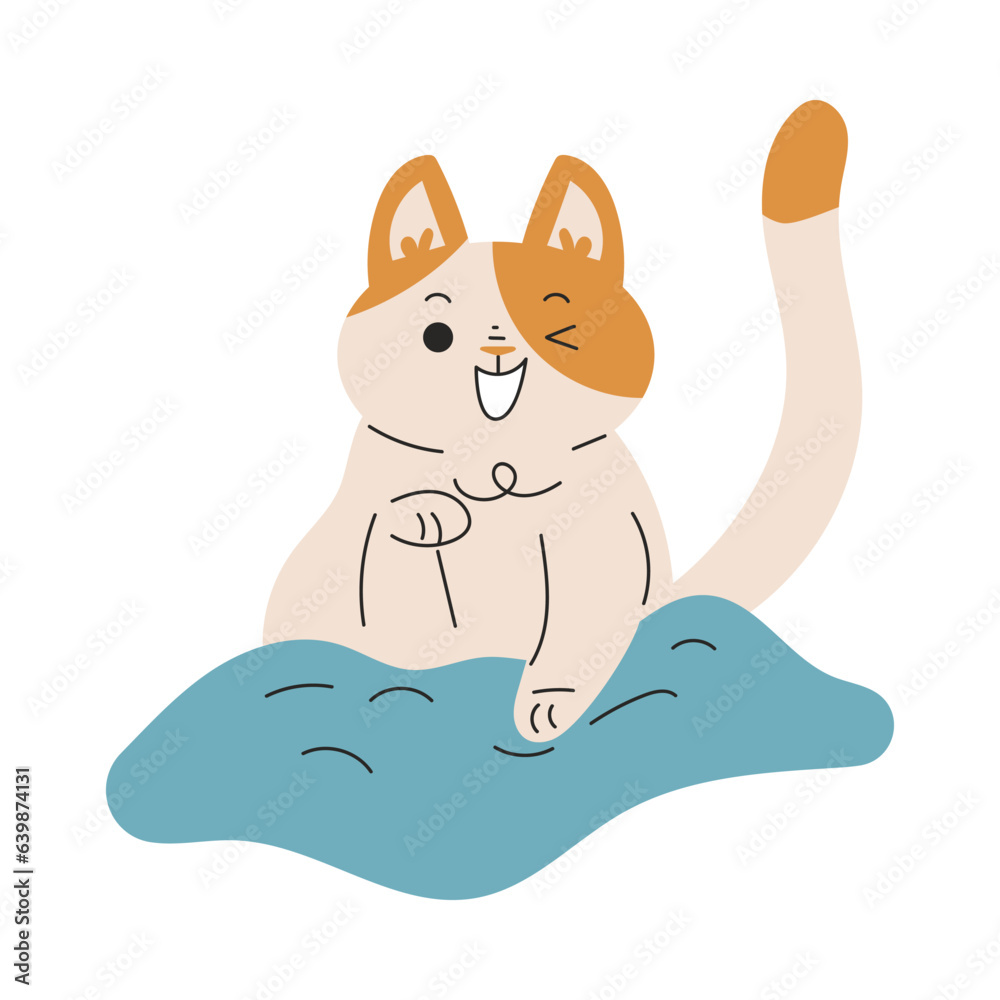 Fototapeta premium Funny Cat Domestic Pet with Pretty Snout Winking Vector Illustration