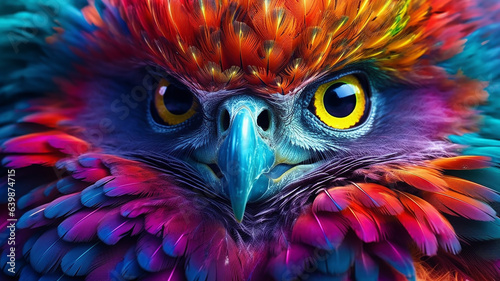 multicolored portrait of an owl. © kichigin19
