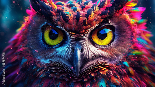 multicolored portrait of an owl. © kichigin19